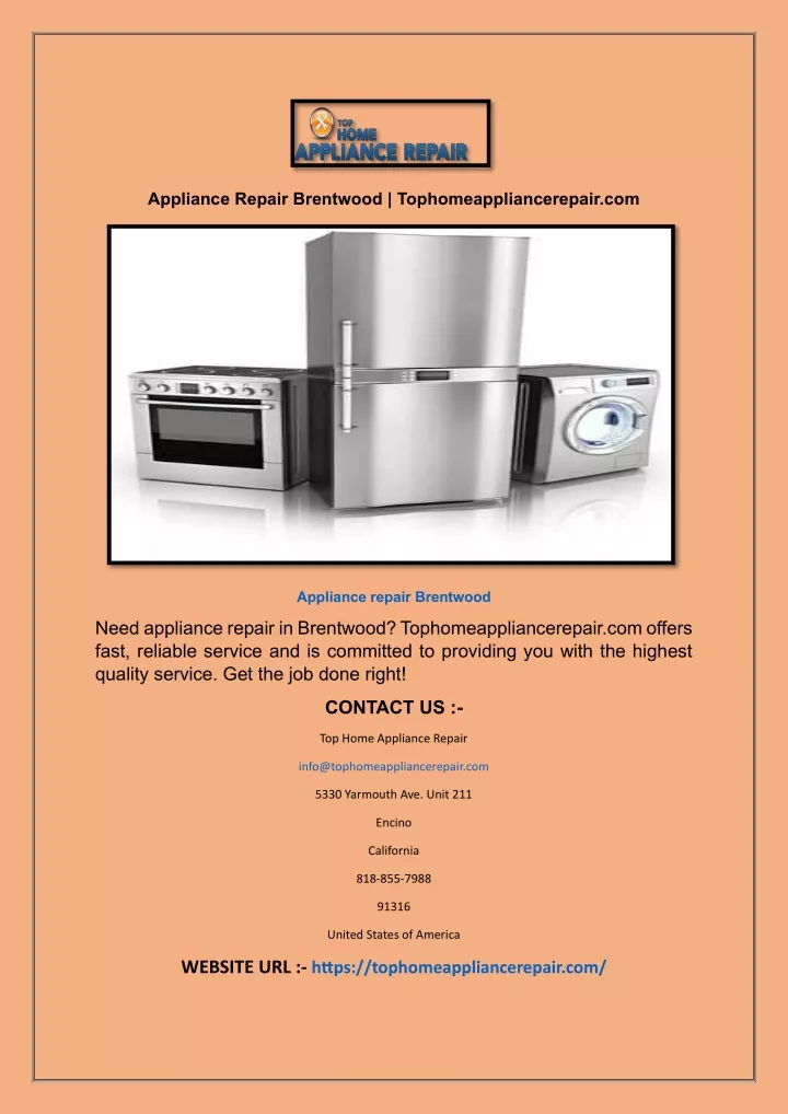 appliance repair brentwood tophomeappliancerepair