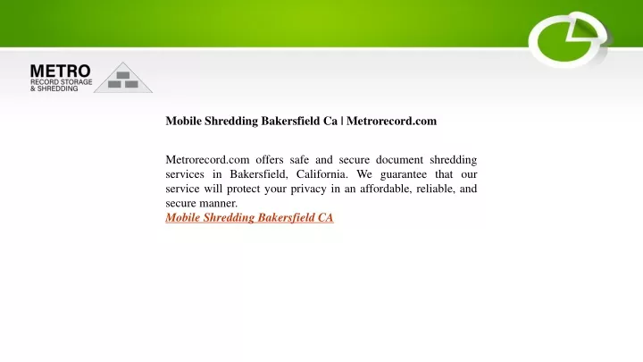 mobile shredding bakersfield ca metrorecord com