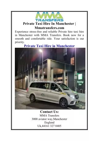 Private Taxi Hire In Manchester  Mmatransfers.com