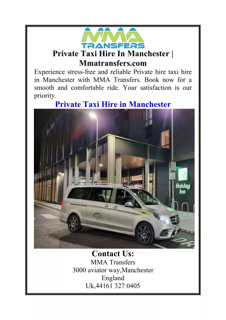 private taxi hire in manchester mmatransfers