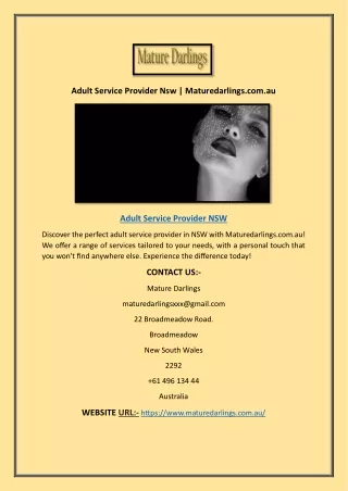 Adult Service Provider Nsw | Maturedarlings.com.au