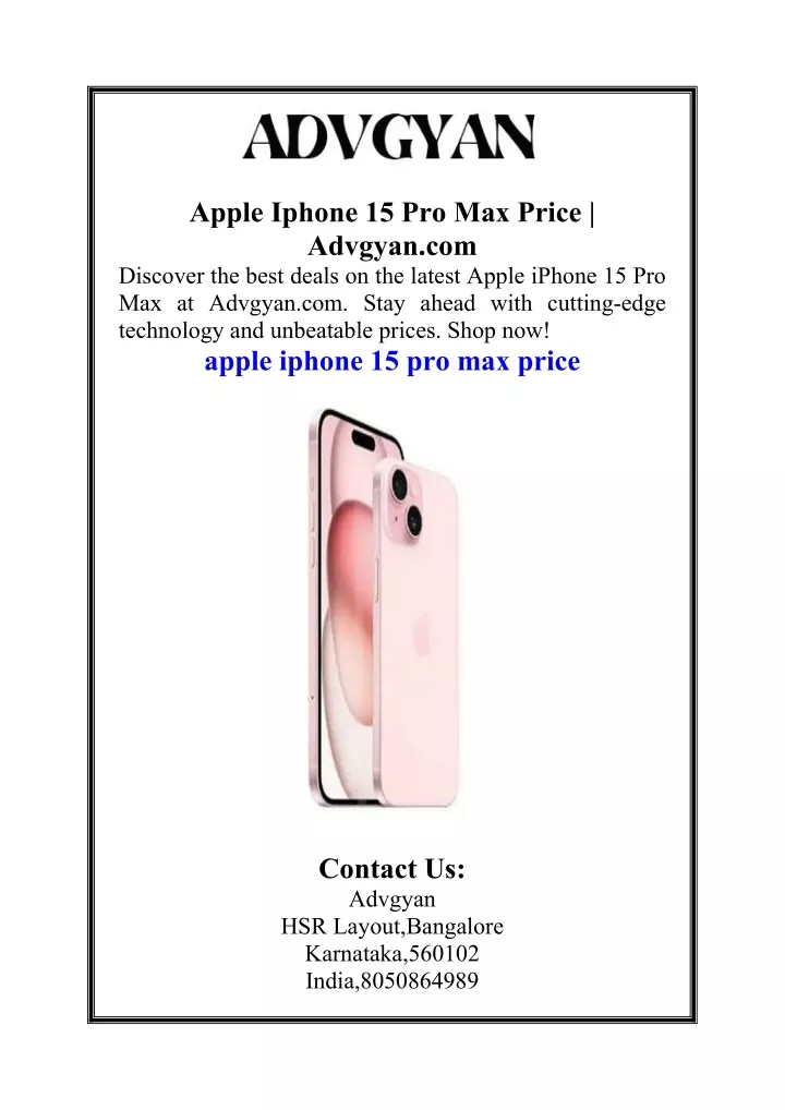 apple iphone 15 pro max price advgyan