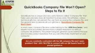 quickbooks company file won t open steps to fix it