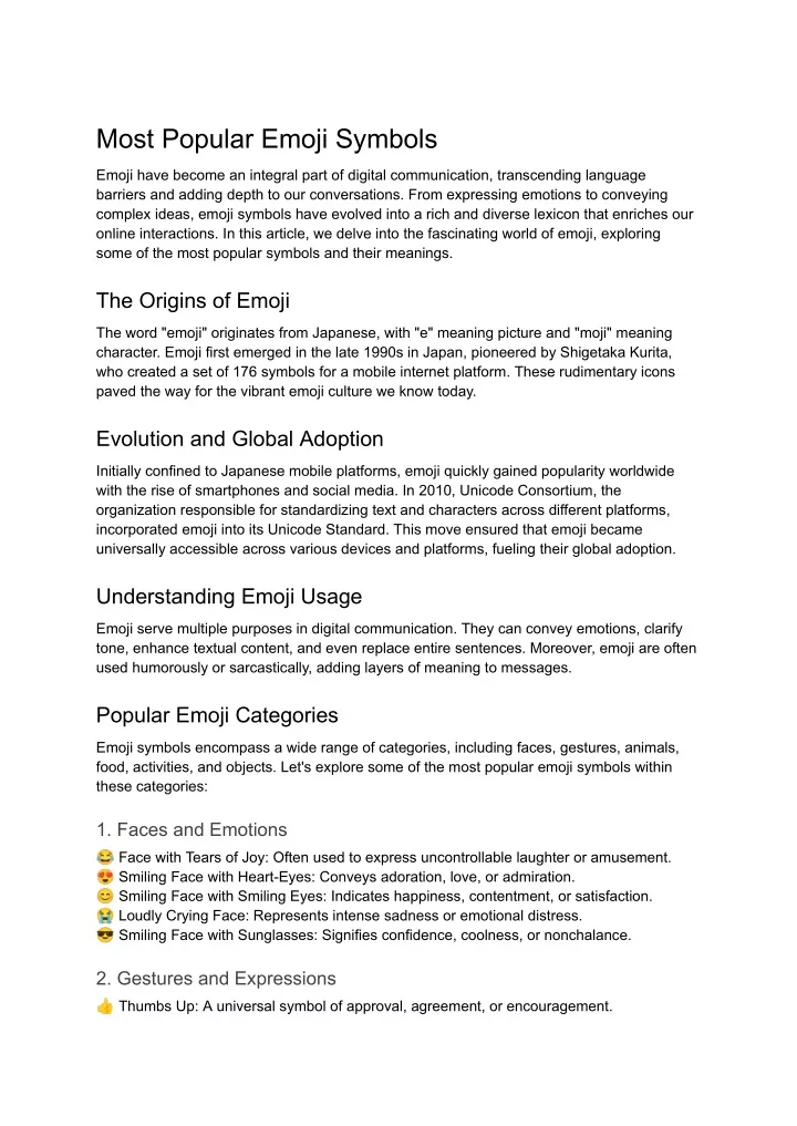 most popular emoji symbols