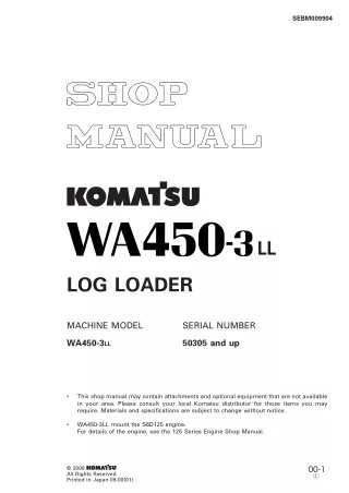 Komatsu WA450-3LL Wheel Loader Service Repair Manual (SN 50305 and up)