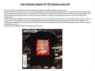 Royal Challengers Bangalore WPL 2024 Champions poster shirt