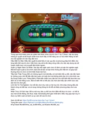 Bật Mí Cách Chơi 7 Up 7 Down Tại Fun88 Soy: Bí Quyết Thắng Cược Của Bet Thủ Thôn