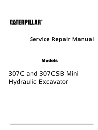 Caterpillar Cat 307C Mini Hydraulic Excavator (Prefix BCM) Service Repair Manual (BCM00001 and up)