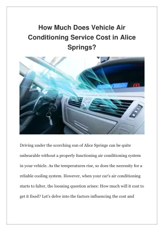 How Much Does Vehicle Air Conditioning Service Cost in Alice Springs?