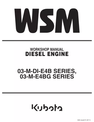 Kubota 03-M-DI-E4B SERIES DIESEL ENGINE Service Repair Manual