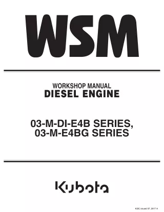 Kubota 03-M-E4BG SERIES DIESEL ENGINE Service Repair Manual