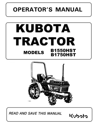 Kubota B1550HST Tractor operator’s manual