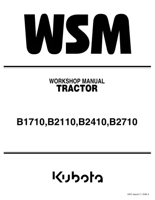 KUBOTA B1710D TRACTOR Service Repair Manual