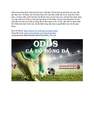Tìm hiểu cách soi odds chính xác nhất tại keonhacai239 và tăng tỷ lệ thắng lớn