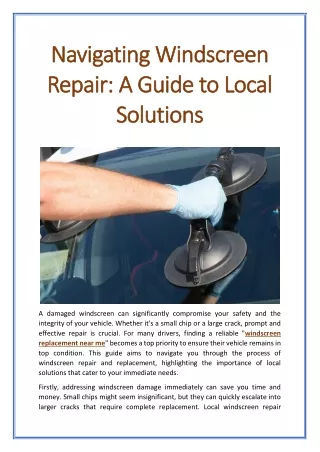 Navigating Windscreen Repair: A Guide to Local Solutions