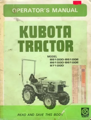 Kubota B6100E Tractor Operator manual