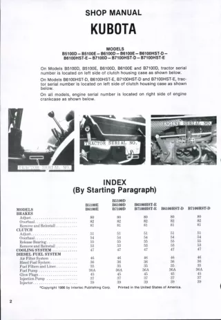 Kubota B6100E Tractor Service Repair Manual