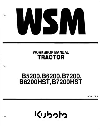 Kubota B6200 Tractor Service Repair Manual