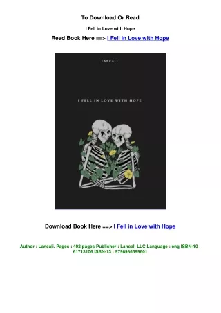 download pdf I Fell in Love with Hope By Lancali.
