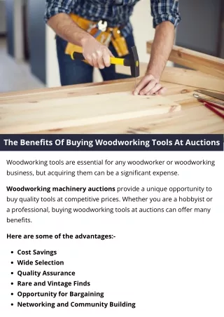 The Benefits Of Buying Woodworking Tools At Auctions