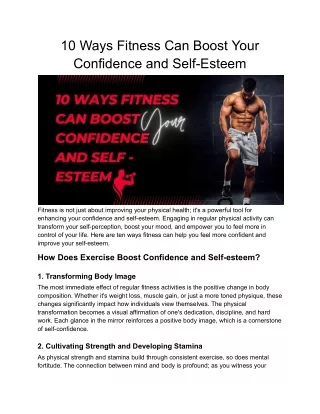 10 Ways Fitness Can Boost Your Confidence and Self-Esteem