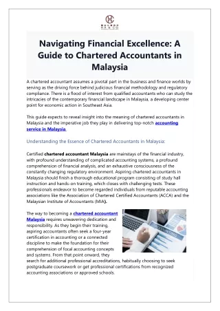 Navigating Financial Excellence A Guide to Chartered Accountants in Malaysia