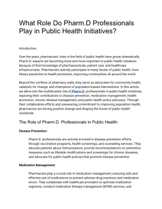 What Role Do Pharm Professionals Play in Public Health Initiatives_