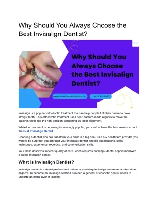 Why Should You Always Choose the Best Invisalign Dentist_