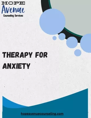 Effective Therapy for Anxiety at Hope Avenue Counseling Services