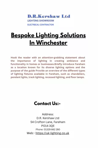 Bespoke Lighting Solutions In Winchester