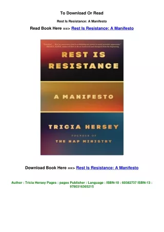 EPUB Download Rest Is Resistance: A Manifesto By Tricia Hersey