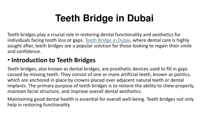 teeth bridge in dubai