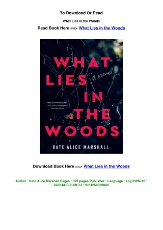 DOWNLOAD EPUB What Lies in the Woods BY Kate Alice Marshall