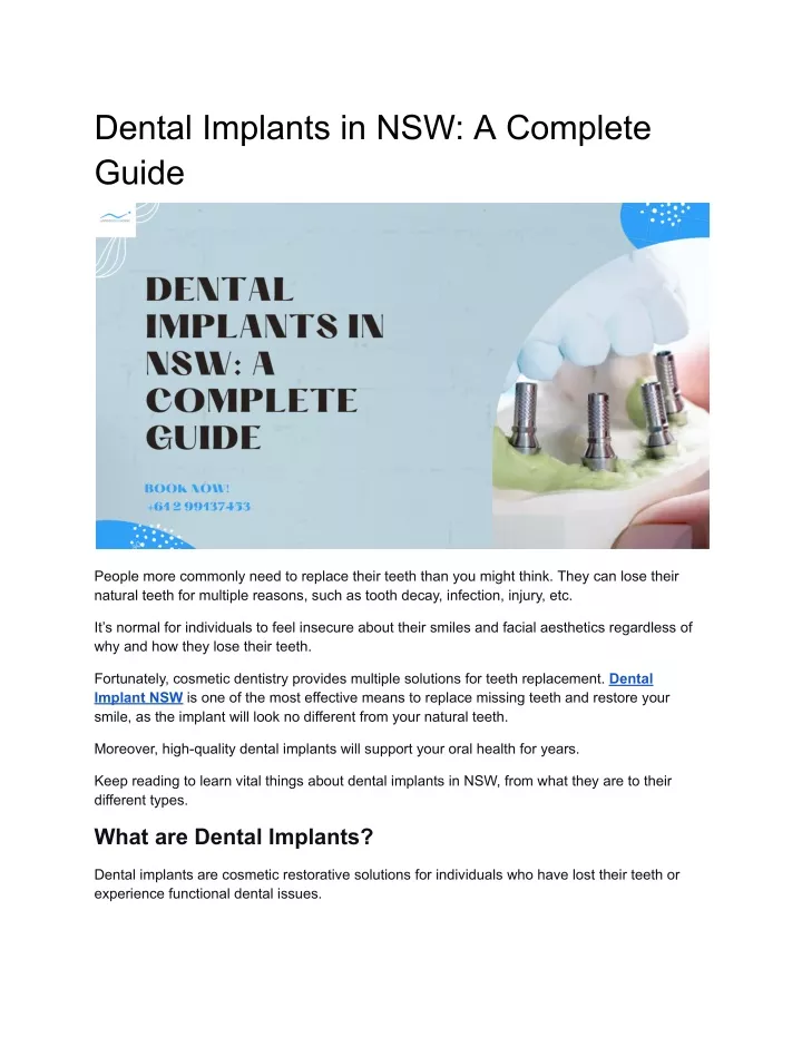 dental implants in nsw a complete guide