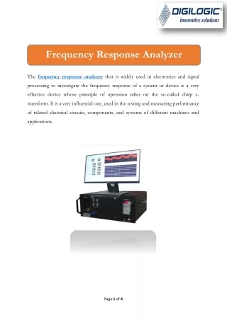 Frequency Response Analyzer | Digilogic Systems