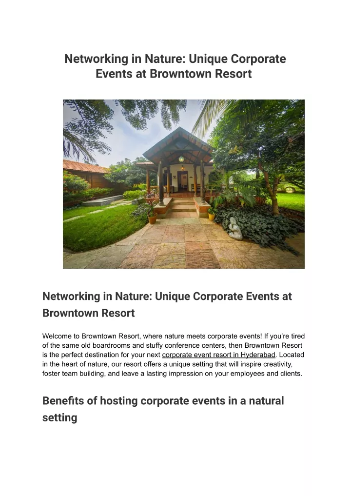 networking in nature unique corporate events