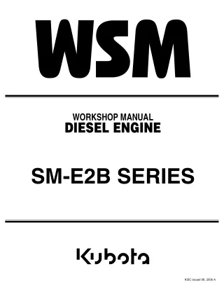 KUBOTA D902-E2B DIESEL ENGINE Service Repair Manual