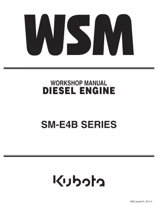 Kubota D902-E4B Diesel Engine Service Repair Manual
