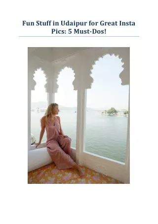 Fun Stuff in Udaipur for Great Insta Pics 5 Must Dos