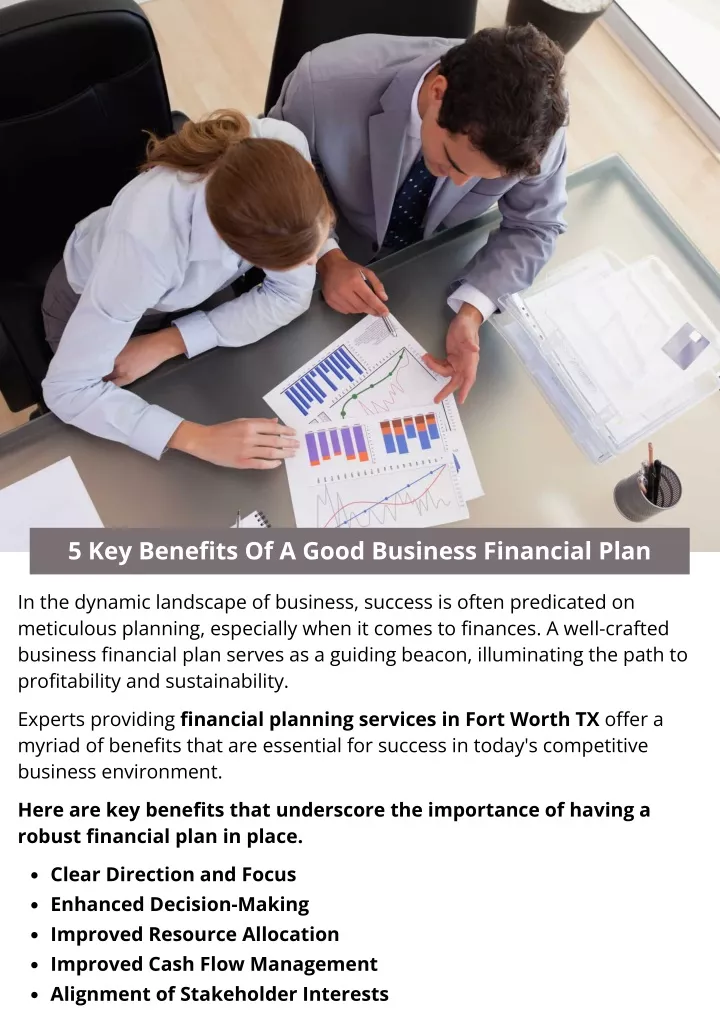 5 key benefits of a good business financial plan