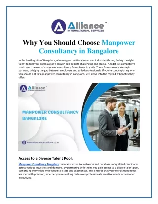 Why You Should Choose Manpower Consultancy in Bangalore