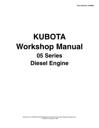 KUBOTA D905-B (E) DIESEL ENGINE Service Repair Manual