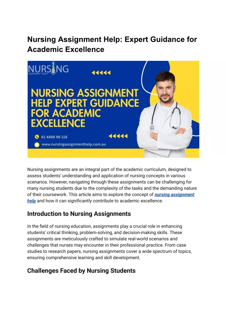 nursing assignment help expert guidance