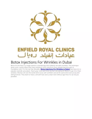 Botox Injections For Wrinkles in Dubai