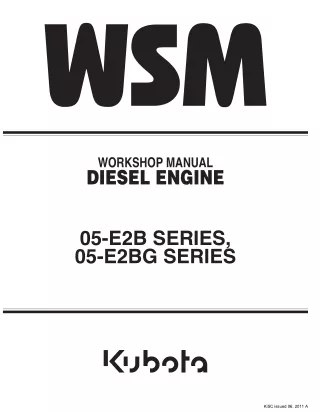 Kubota D905-E2BG Diesel Engine Service Repair Manual