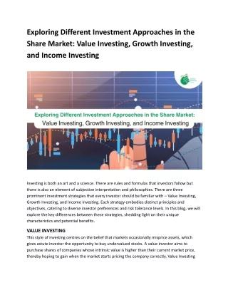 Explore the Different Investment Approaches in the Share Market