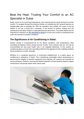 Beat the Heat_ Trusting Your Comfort to an AC Specialist in Dubai