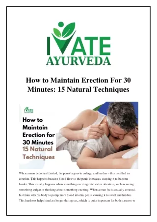 how to maintain erection for 30 minutes