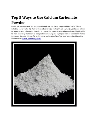 Top 5 Ways to Use Calcium Carbonate Powder