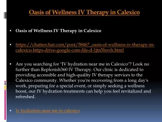 Oasis of Wellness IV Therapy in Calexico